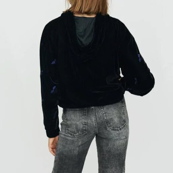 Maje black velvet embroidered hoodie - Picture 2 of 10